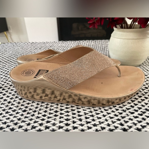 Fitflop Twiss Crystal Sandals Beige Gold - Picture 4 of 7